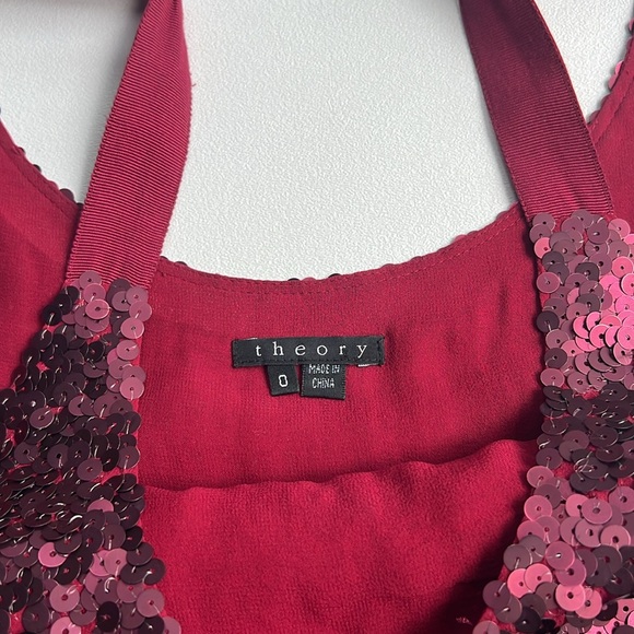 Theory dress‎ Dark Red Allegra Sequin party mini evening glam statement size 0 - Picture 3 of 8